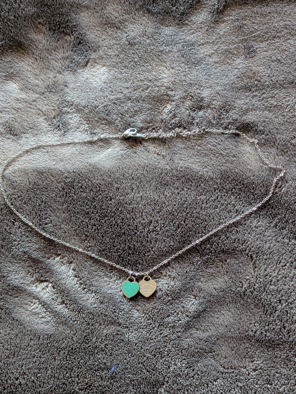 Silver Necklace with Turquoise and Silver Heart Charms-Sold as Is*